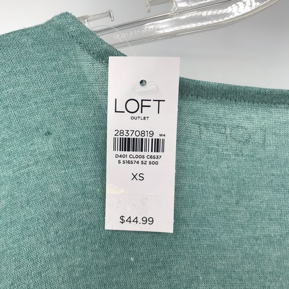 Ann Taylor LOFT Green V-neck Form Fitting 2 Tone Long Sleeve Tee Top Shirt #A12 - Picture 7 of 10